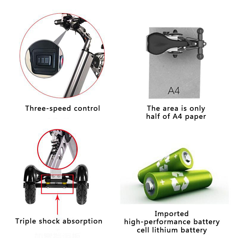 K7S Simple Shape Mini E-Bike Three-wheel Foldable Electric Scooter For Adult Intelligent Electric Bike Bicycle 250W 36V 7.8Ah · v5